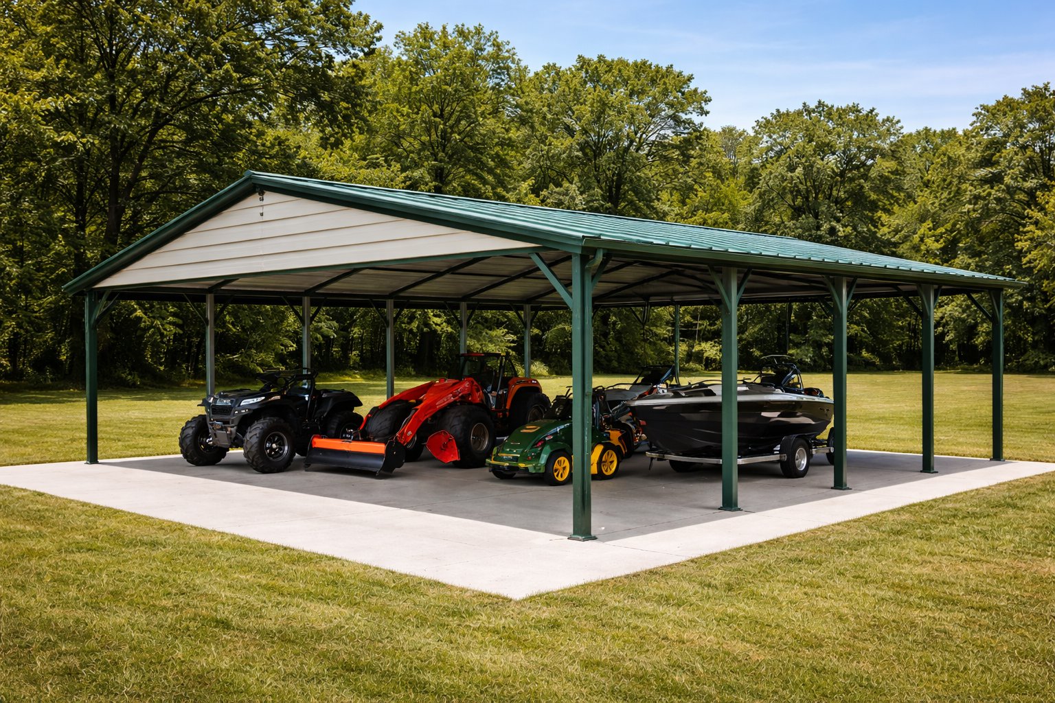 Open metal carport